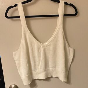 bp. Cream Knit Cropped V-Neck Tank Top